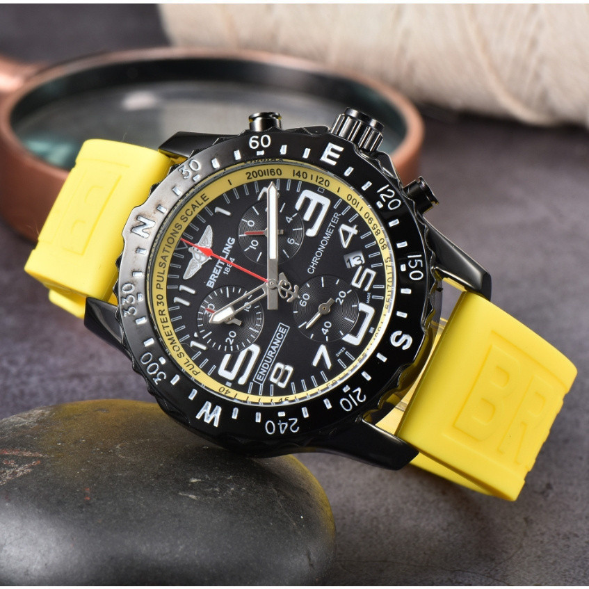 Breitling Centennial系列專業石英機芯電阻專業男士女士同款銳表44mm不銹鋼錶殼橡膠錶帶