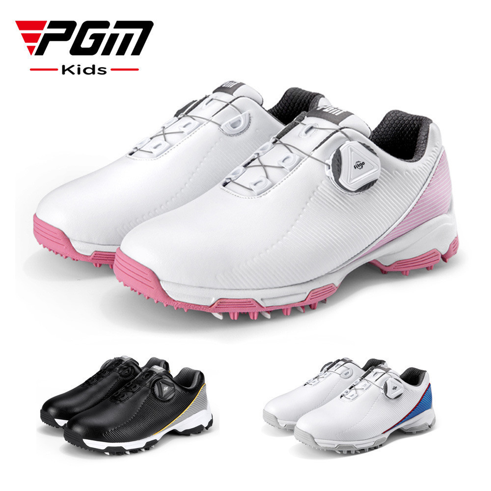 【PGM】兒童高爾夫球鞋男童專利防側滑青少年防水運動鞋女童旋扣鞋子 XZ188 戶外運動
