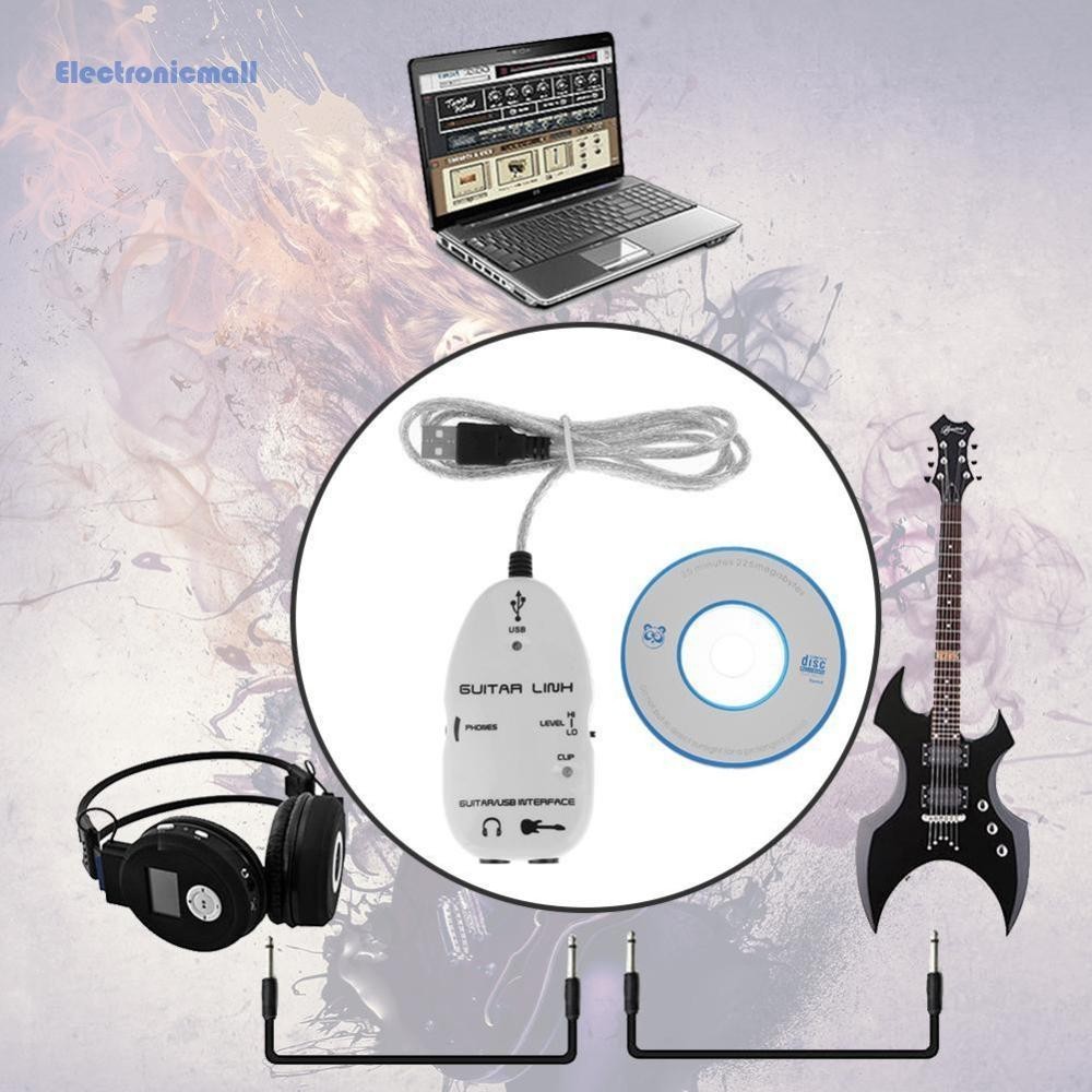[ElectronicMall01.tw] USB吉他音頻音效器 usb吉他聲卡效果器 吉它電腦錄音連接線