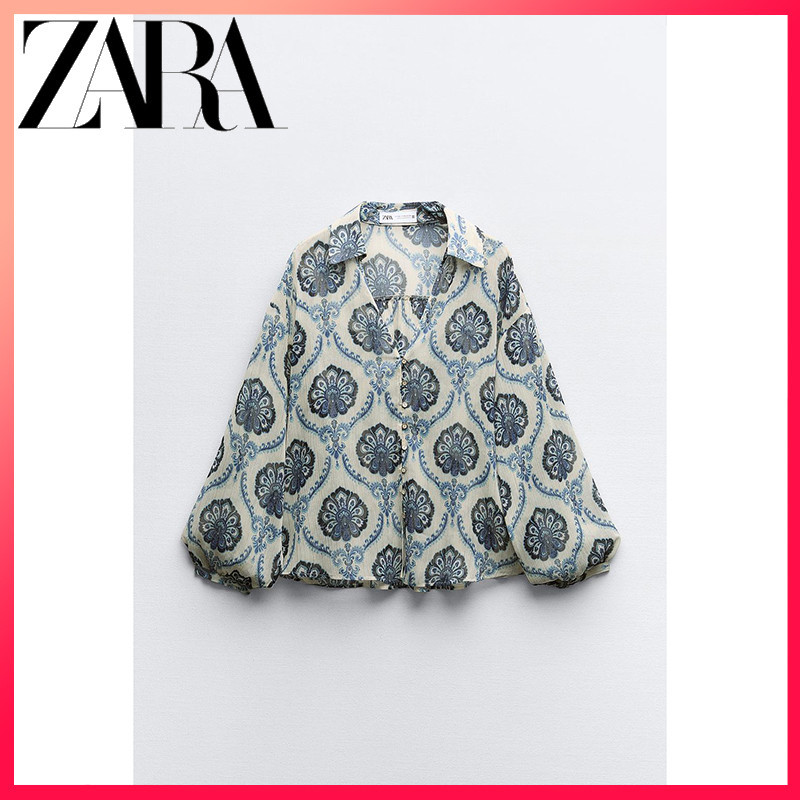 Zara 新款女式金屬線印花襯衫