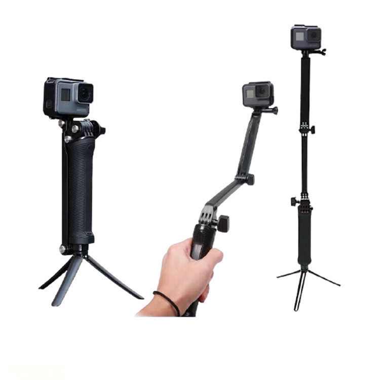 摺疊三向調整臂三折自拍杆 GoPro12運動相機支架3-way