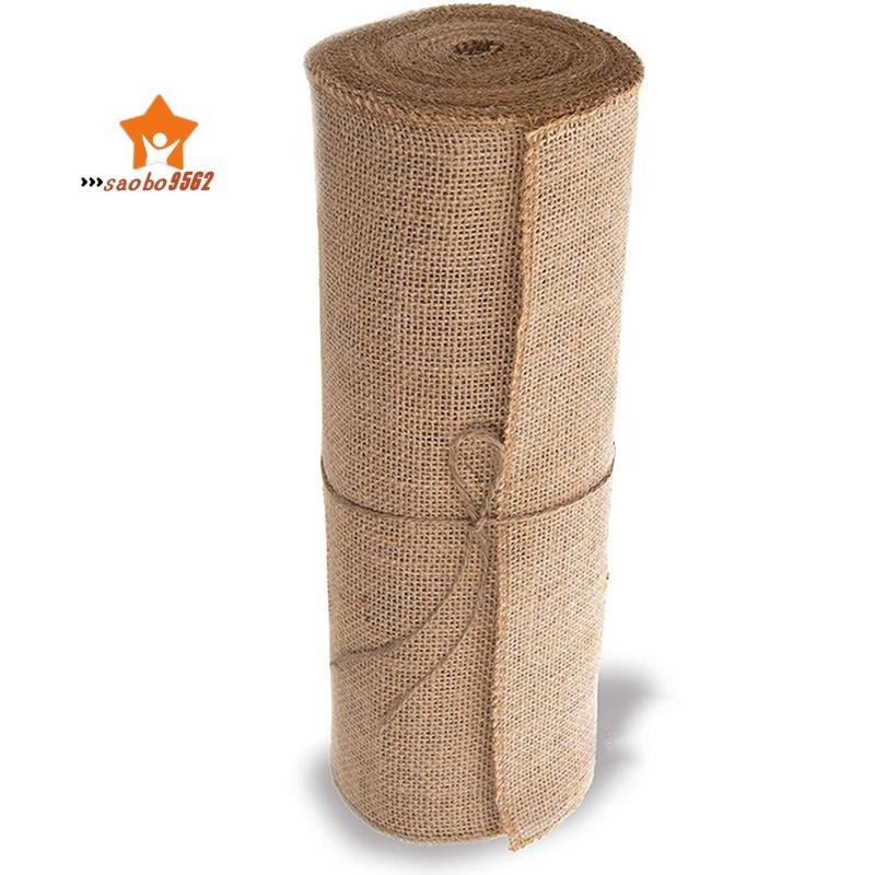 粗麻布桌巾卷-30cmx275cm。 邊緣設計的無磨損防滑毯。 粗麻布織物卷適用於婚禮、桌布、裝飾和工藝品。