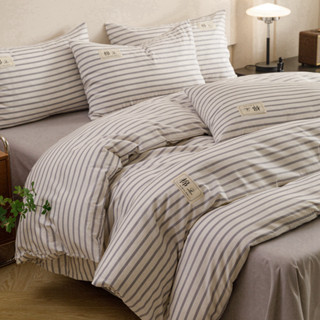 日式宜家良品風100%純棉床包四件組 超柔吸濕裸睡床組 床罩 四季通用 床單被套組 單人/雙人/加大雙人床包組ikea