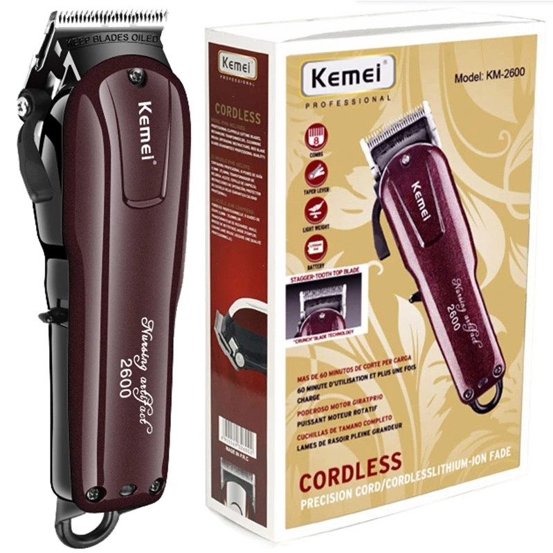 Kemei KM-2600 9 瓦強力油頭電動理髮器 2200mAh 專業美髮沙龍充電式理髮器理髮器 1.5/4.5