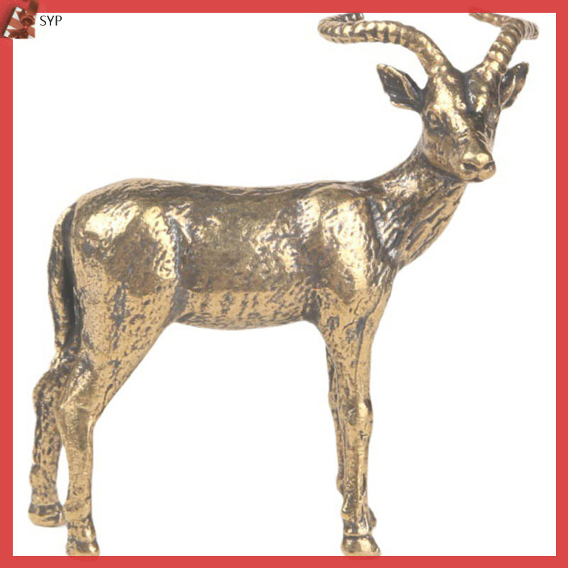 Shaoyip 客廳裝飾金屬羚羊牆藝術茶寵物生肖羊雕塑可愛抽屜拉把手藏式公仔銅雕像