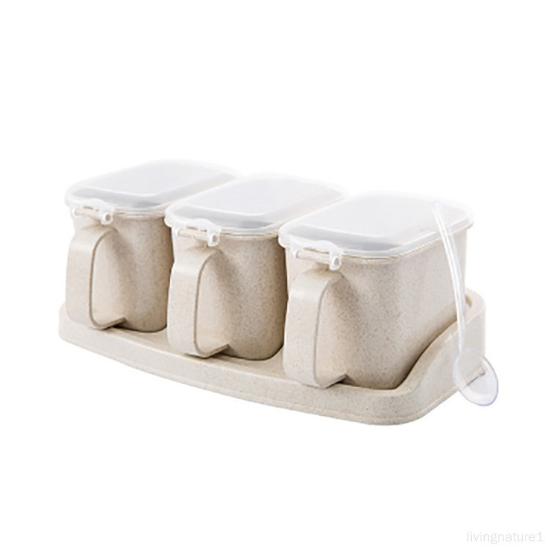 廚房麥香調味盒 家用塑膠調味罐 鹽罐套裝  創意按壓式調料盒 調料罐