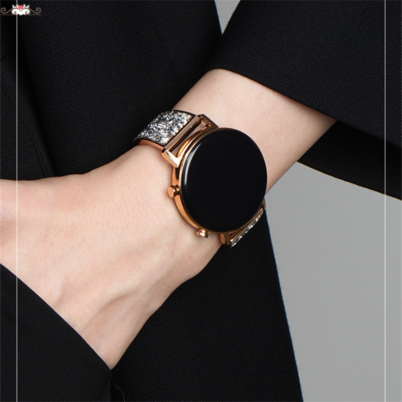 鑲鑽金屬鋼帶錶帶 22mm快拆錶帶 適用三星Galaxy Watch3 Active 2 S3 創意時尚保時捷手錶帶