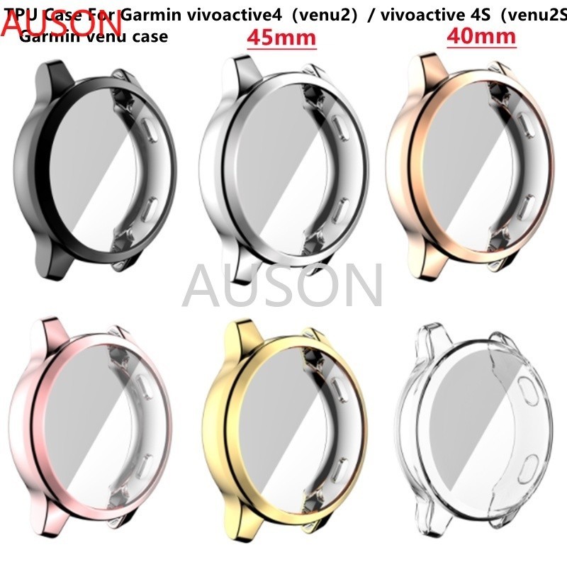 適用於佳明Garmin venu電鍍TPU全包手錶保護殼Vivoactive4 4S錶殼 venu2 2S防摔軟殼保護套
