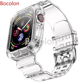 適用於蘋果手錶冰川透明一體錶帶 apple watch 7654321SE系列一體透氣運動錶帶