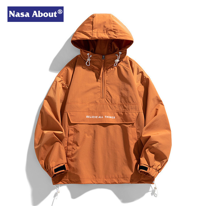 NASA美式潮牌衝鋒衣外套春秋新款寬鬆痞帥戶外防風半拉鏈連夾剋
