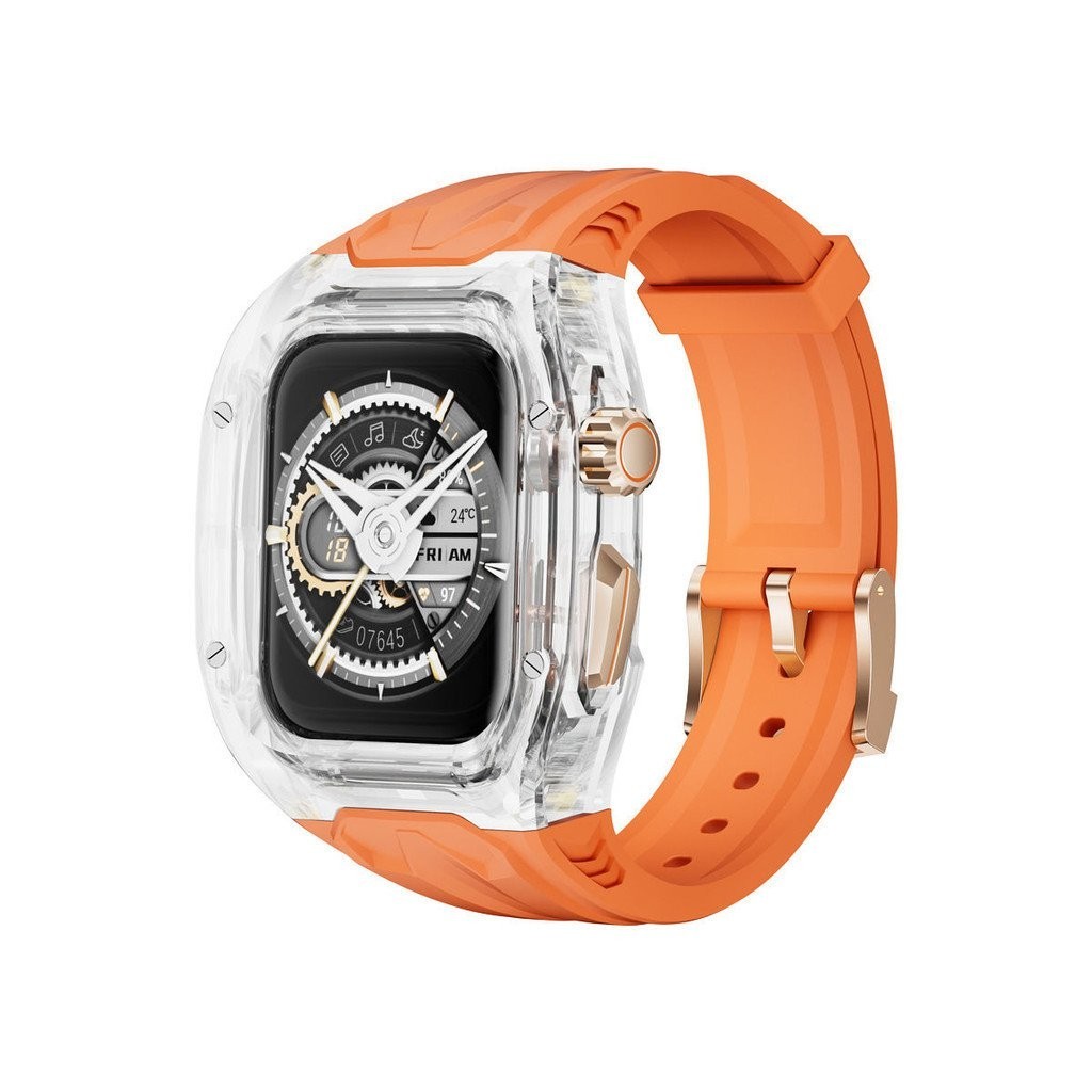 JUK適用Apple Watch789代蘭博改裝理查德風透明錶殼錶帶tpu