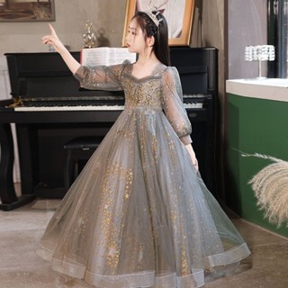 臺灣兒童禮服公主裙洋氣高階花童婚紗女童生日宴鋼琴演奏主持人演出服鋼琴服鋼琴表演服兒童禮服女童連衣裙女童禮服禮服