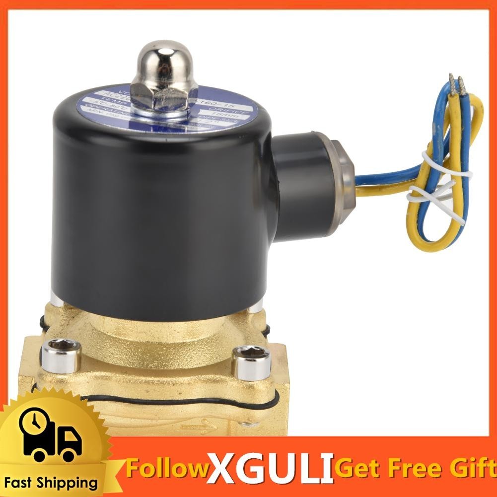 Xguli 新型 G 1/2 英吋電磁閥黃銅常閉電動