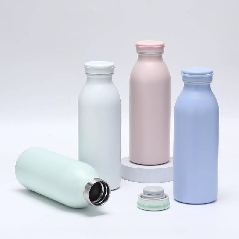 不鏽鋼運動水瓶 創意直身雙層牛奶瓶 時尚真空保溫杯