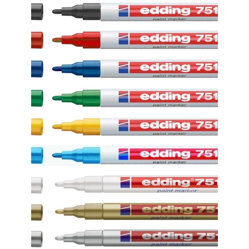 德國艾迪edding751油漆筆工業不掉色記號筆金色白色黑色藍色油漆筆金屬鋼材補漆氣球記號筆線寬1-2MM