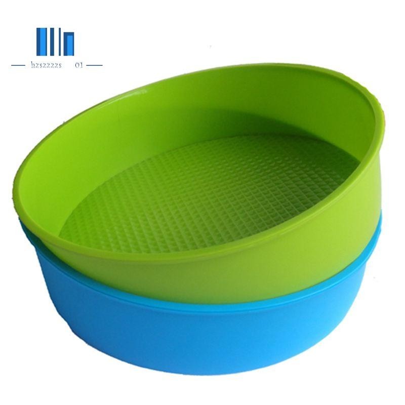 矽膠模具烤盤26cm/10inch圓形蛋糕形烤盤藍綠顏色隨機