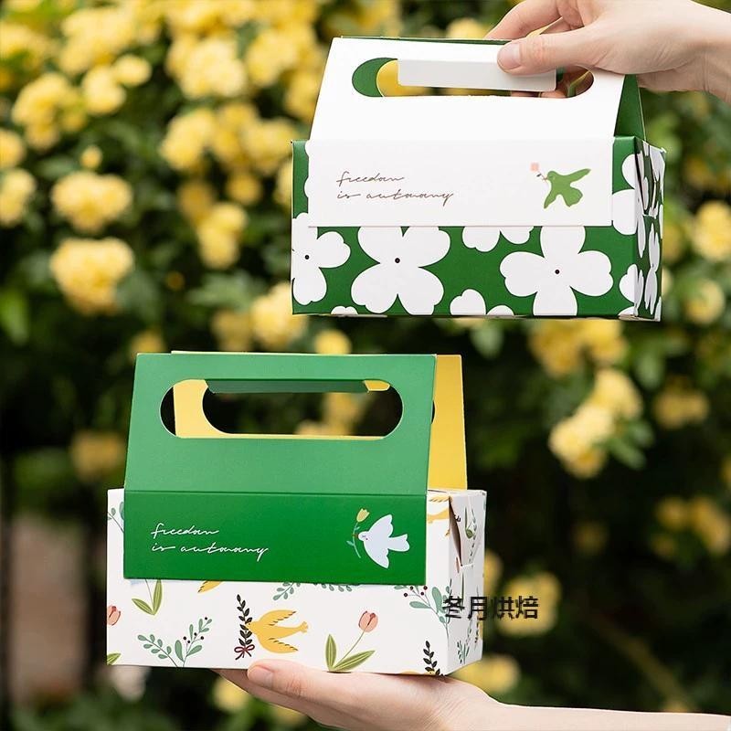 【現貨】【綠豆糕包裝盒】手工綠豆糕冰糕盒子 包裝盒 曲奇常溫磅蛋糕餅幹烘焙甜品野餐手提盒