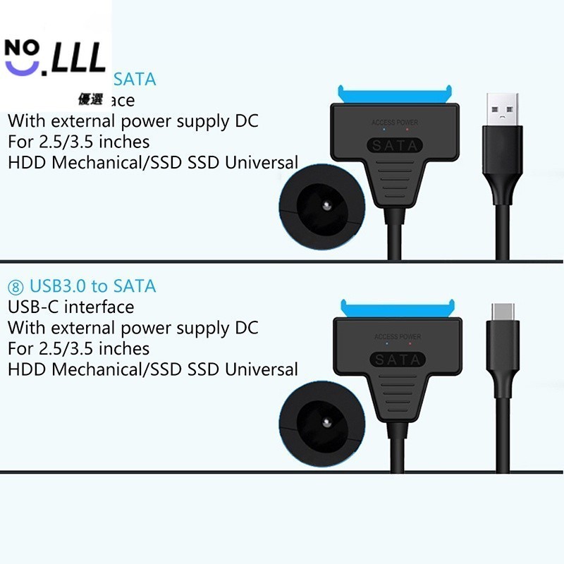 3L🔹 SATA 轉 USB 3.0 2.0/Type-C 適配器,用於 2.5/3.5 英寸外置 HDD SD 🔹優選