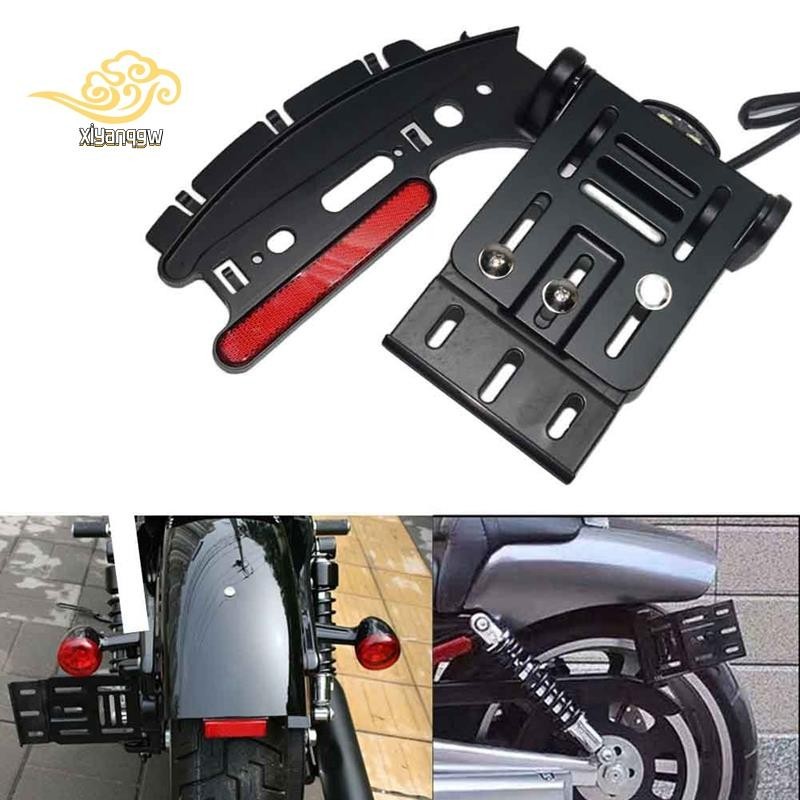 黑色摩托車折疊側裝牌照燈支架適用於 Harley Sportster xL 883 1200 2004-2016 Spo