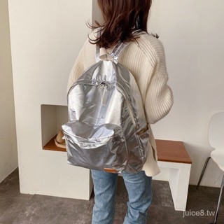街頭潮流後背包女日系韓版亮面防水背包大容量旅行包女學生書包潮