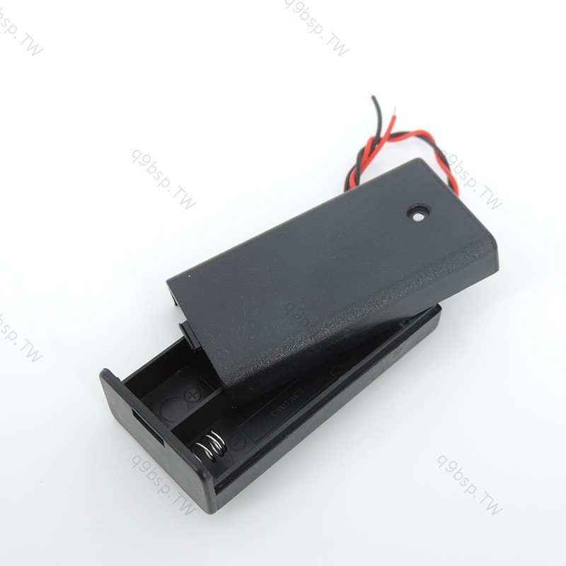 2aa 2XAA 3V 黑色電池收納盒盒支架連接器開/關開關帶引線 TW9B
