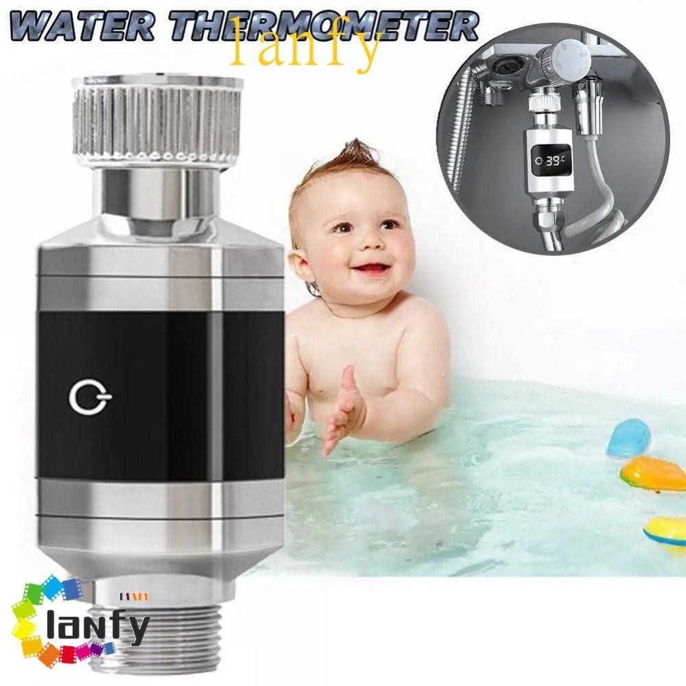 LANFY淋浴水溫度計,多功能LED數字顯示水溫監測器,ABS高精度銀色水龍頭水溫度計浴室