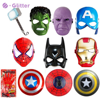 MARVEL 萬聖節漫威復仇者聯盟超級英雄美國隊長蜘蛛俠綠巨人鋼鐵俠蝙蝠俠 Led 燈面具盾牌發射器手套兒童男孩生日禮物