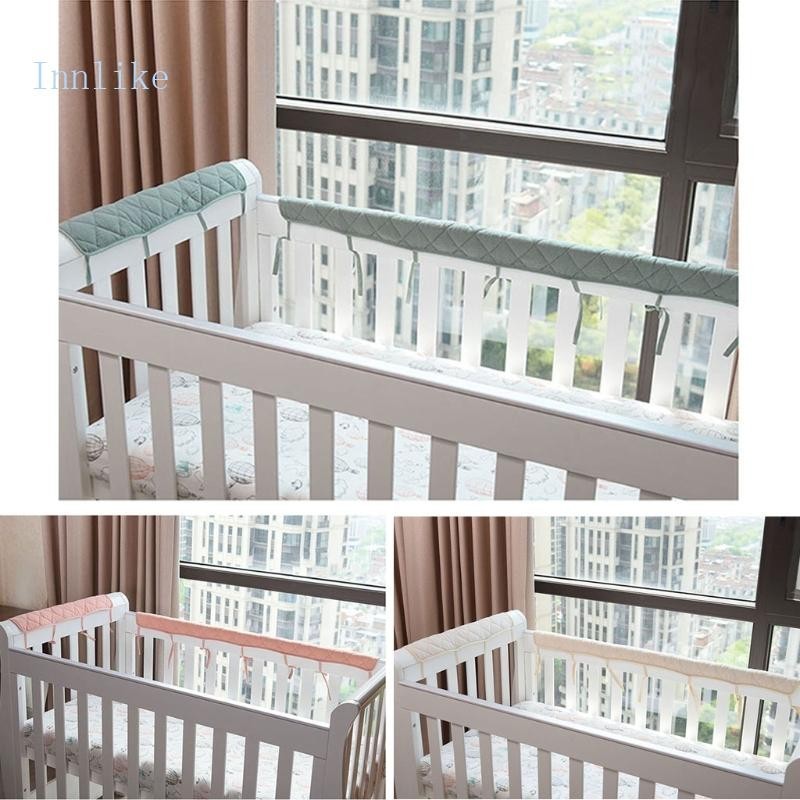 Inn 棉質嬰兒床保險槓用於保護包裹邊緣嬰兒防咬純色床圍欄護欄嬰兒護理嬰兒安全專業