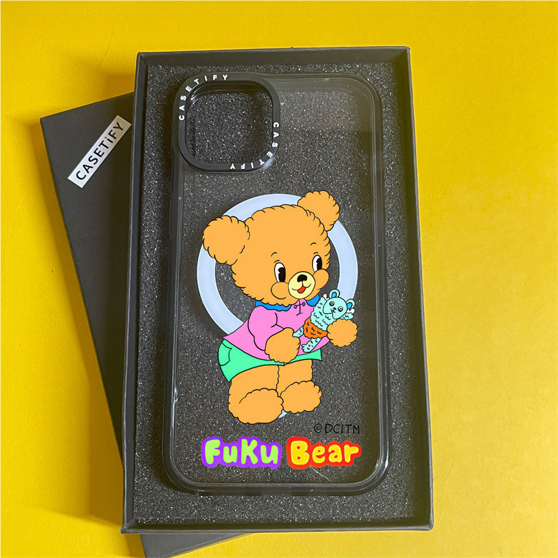 Casetify X Toys Lover Fuku Bear 磁吸黑白邊透明邊帶字體外殼 Apple IPhone 1