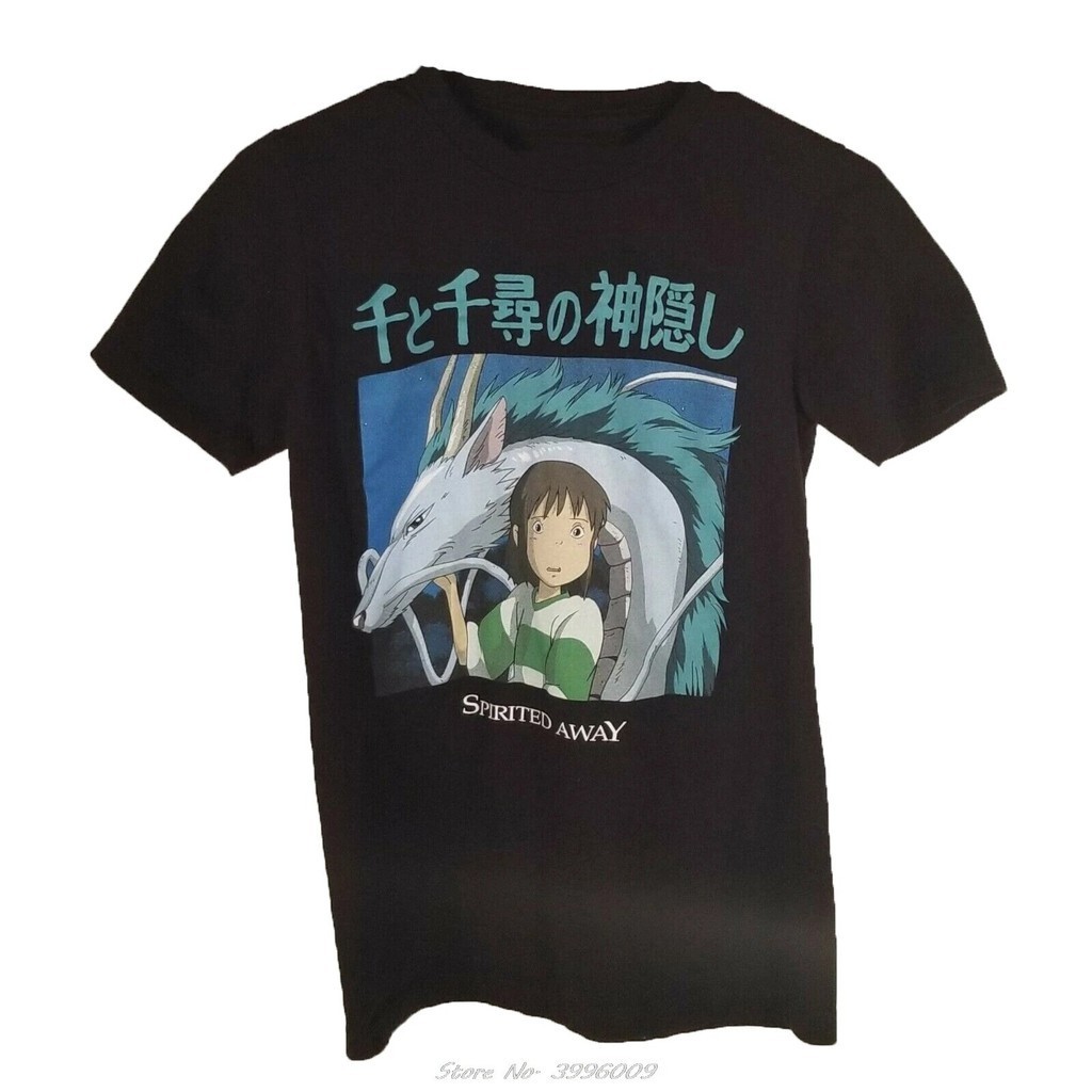 1991 年熱賣男士千與千尋吉卜力工作室宮崎駿動漫黑色 T 恤夏季短袖棉 T 恤街頭服飾
