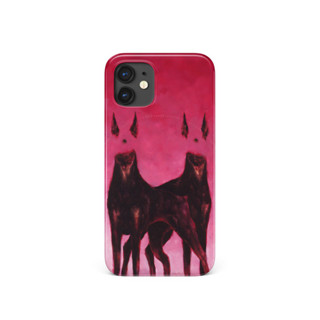 歐美復古惡魔犬杜賓小眾潮流藝術創意粉色適用於蘋果IPhoneXs/XR/11/12/13pro/14promax菲林手機
