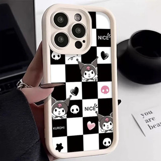 Checkerboard Kuromi Melody 手機殼適用於 Iphone 15 11 12 14 13 Pro
