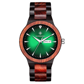 腕錶現貨禮物時尚休閒實質木材手錶男士休閒木頭腕錶日曆星期潮流腕錶