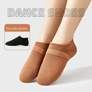低跟女式女童芭蕾舞鞋針織網眼爵士舞鞋免費蕾絲