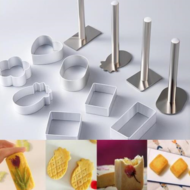 鳳梨酥模具10個裝鋁合金餅乾壓平器鳳梨型壓模長方形壓板水果切模