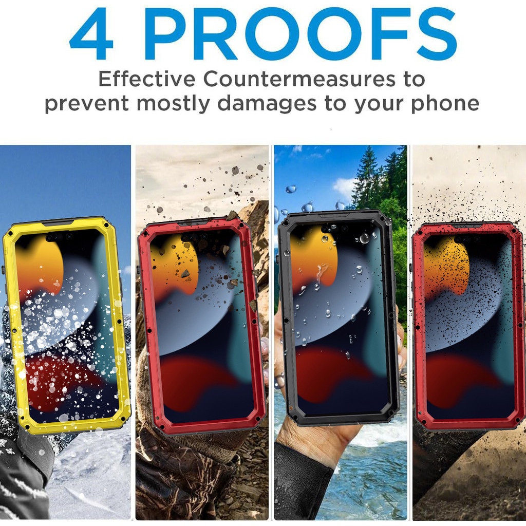 iPhone 15 14 13 12 11 Pro Max手機殼 蘋果SE X XR XS 7 8 Plus金屬防水殼