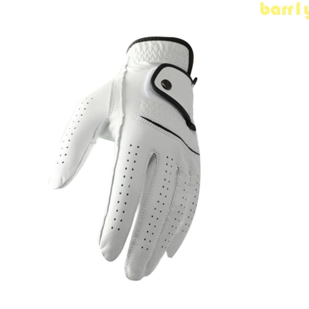 BARR1Y皮革高爾夫手套,透氣單左手男士運動高爾夫手套,白色最大抓地力羊皮高爾夫配件高爾夫球手