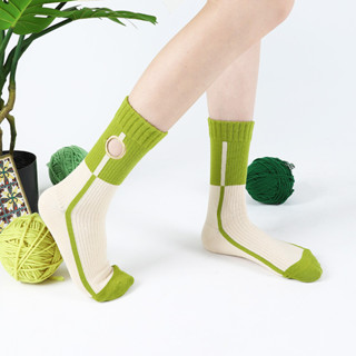 春夏新款品牌原創襪子女撞色條紋街頭潮流中筒襪時尚女士休閒短襪