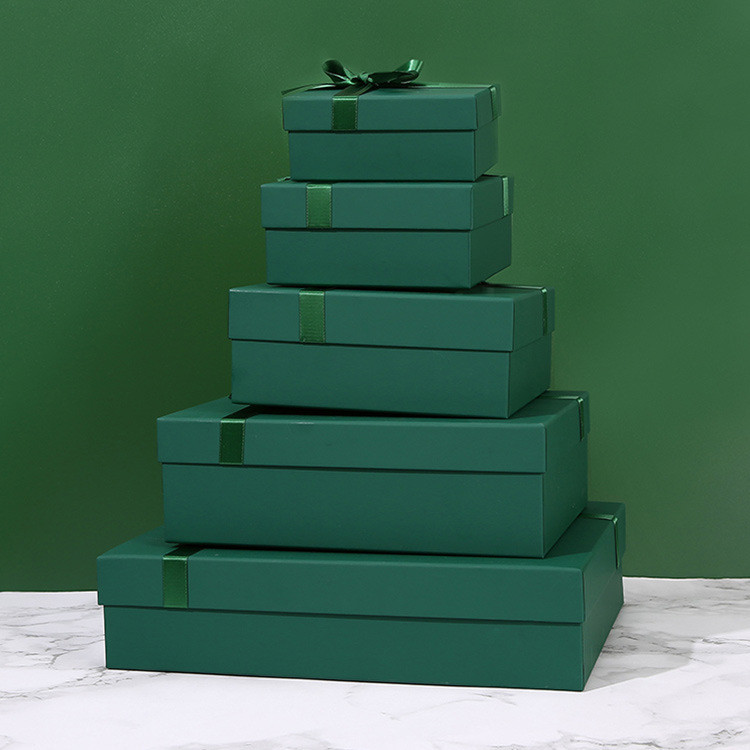 訂製墨綠色天地蓋耶誕禮盒外貿長方形五件套收納盒雨傘套裝包裝盒