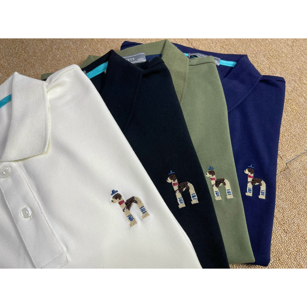 Hazzys 短袖 polo 衫採用超彈性棉形式,帶有 Hazzys 領的短袖 polo “Lac Da”,4 種顏色