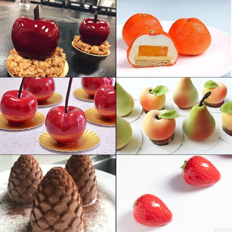 HEFP 仿真水果慕斯蛋糕矽膠模具草莓法式甜點通用食品級矽膠烘焙磨具