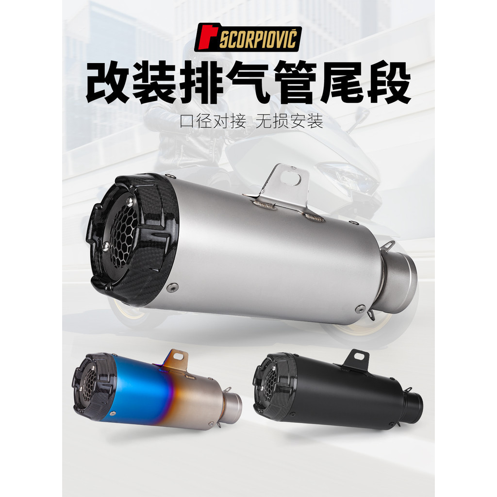 【高檔】機車忍者400R3 MT09 Z900改裝排氣管不鏽鋼通用尾段C20碳頭網蓋