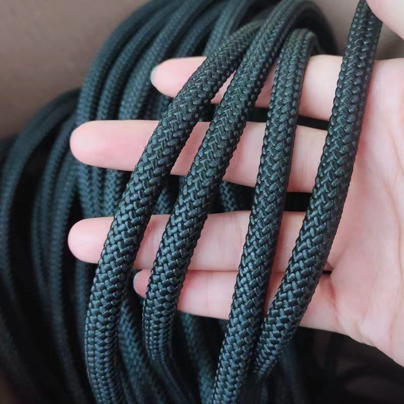 【編織尼龍繩】4-10毫米黑色耐磨尼龍繩編織繩繩捆綁繩子篷布剎車廣告繩拉綁繩