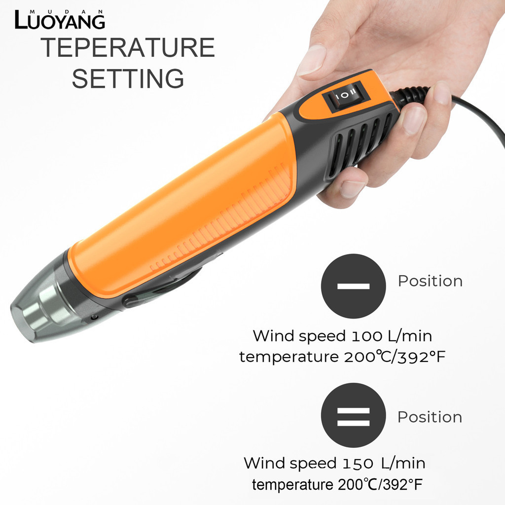 洛陽牡丹 小型熱風槍 DIY加熱工具 2檔風速/溫度 300W 美規