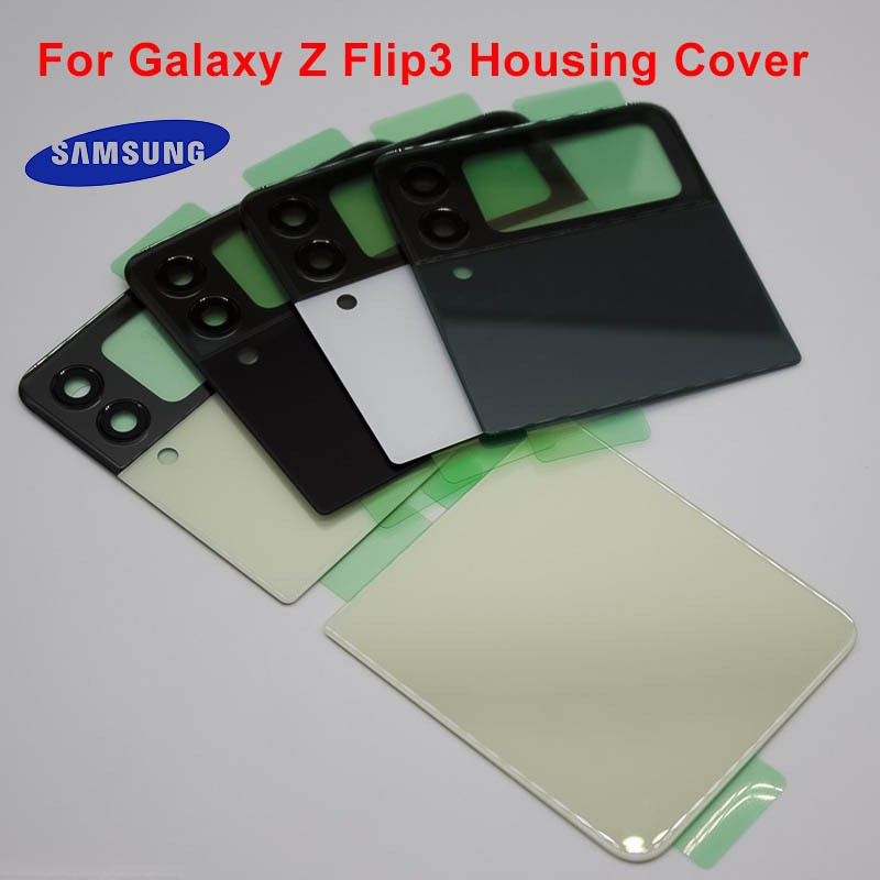 SAMSUNG 適用於三星 Galaxy Z Flip 3 Flip3 5G 電池蓋後門外殼更換維修零件盒帶相機鏡頭