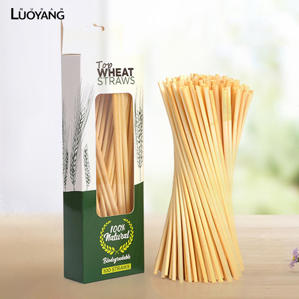 洛陽牡丹 100pcs小麥杆吸管 環保可降解麥秸稈吸管