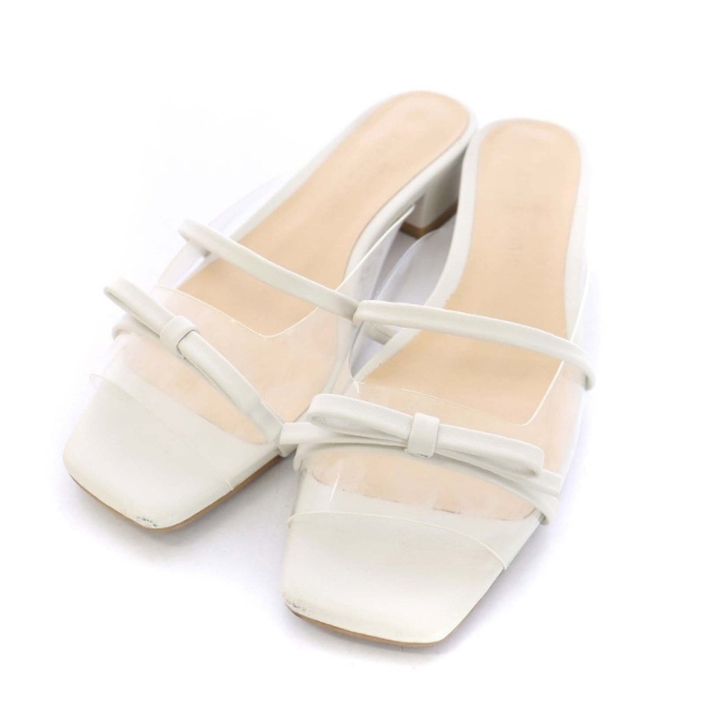 JILLSTUART ami RIER M O H 5高跟拖鞋二十二 透明 緞帶 白色 日本直送 二手