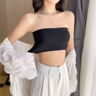 【美麗之選 臺灣熱銷】精品細選 冰絲無肩帶學生內衣 女夏季白色一片式打底 防走光短款抹胸薄款裹胸