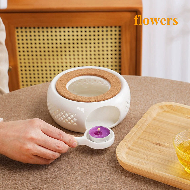 Flowers 陶瓷茶壺保溫架底座茶暖器保溫底座茶咖啡暖水器蠟燭加熱底座架茶具
