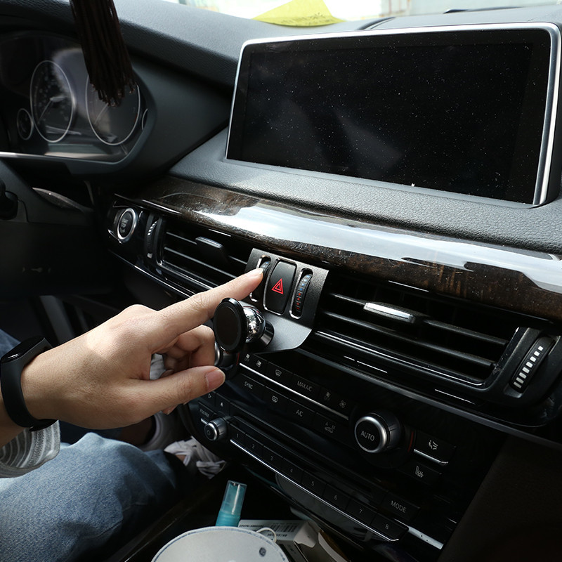 BMW 適用於寶馬 X5 F15 X6 F16 2014-2018 汽車內飾鋁合金手機座裝飾 GPS 導航支架汽車配件
